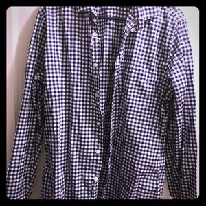 J.Crew Men’s Dress Shirt - White/navy check, Large